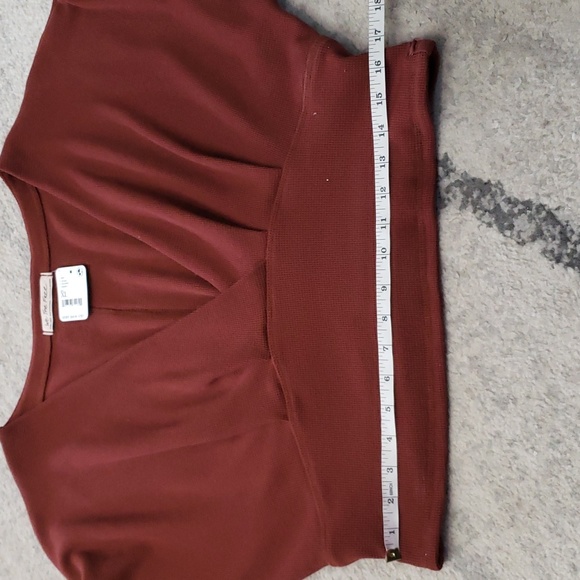 NWT Free People All Nighter Long Sleeve Waffle Crop Top - XL - Red Jasper - Picture 11 of 16